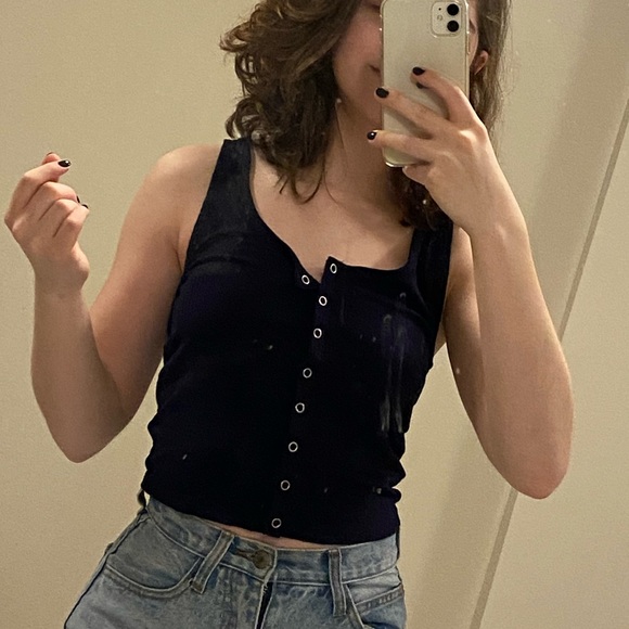 Forever 21 button up cropped tank ribbed - Picture 1 of 4